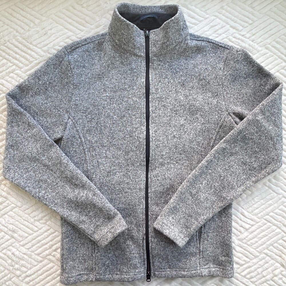 Turtleson Mens Small Gray Heathered Full Zip Sweater Jacket Golf Fleece